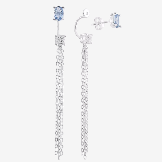 Brinco Franja Celebrating Aquamarine | Prata 925