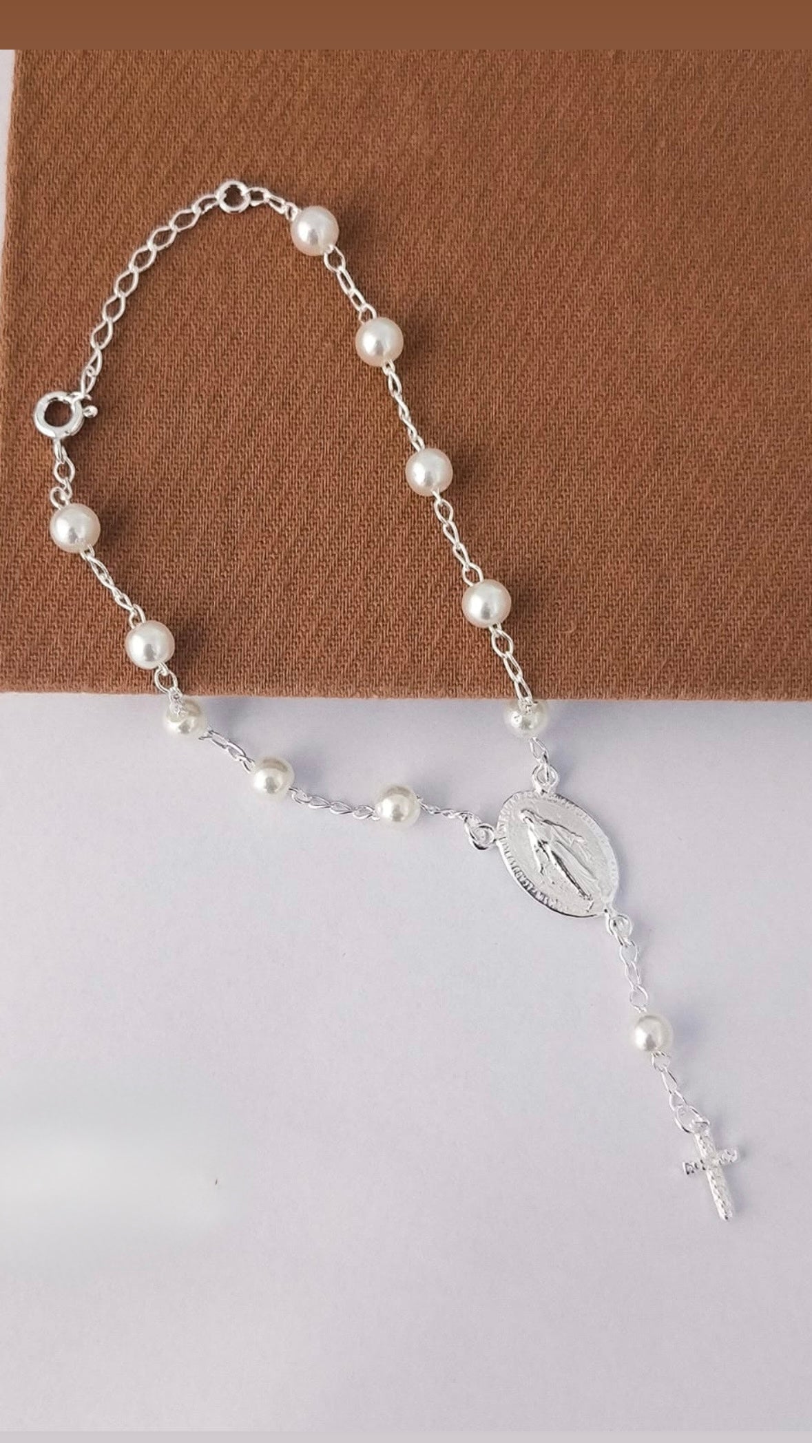 Pulseira terco nossa senhora prata 925