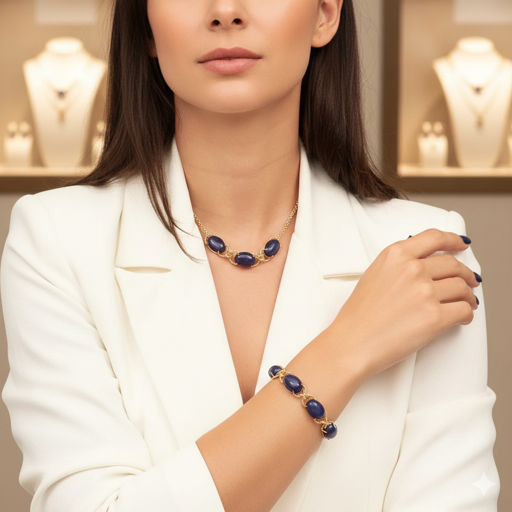 Conjunto Cristais Ovais | Ouro 18k