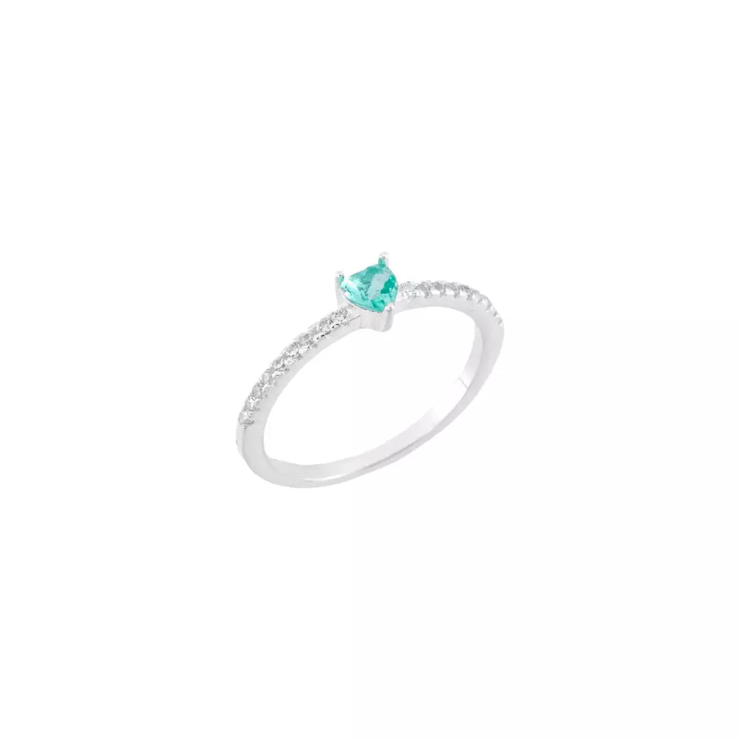 ANEL coração  prata 925