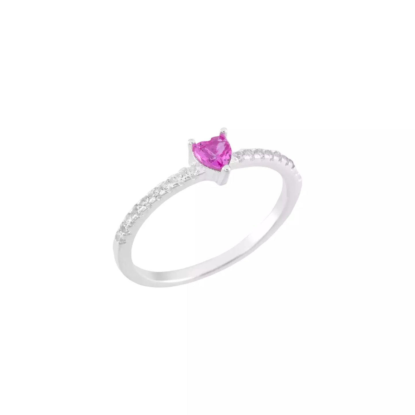 Anel Coração Pink | Prata 925