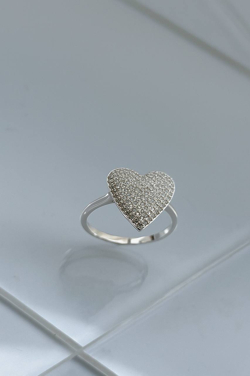 ANEL coração cravejado prata 925