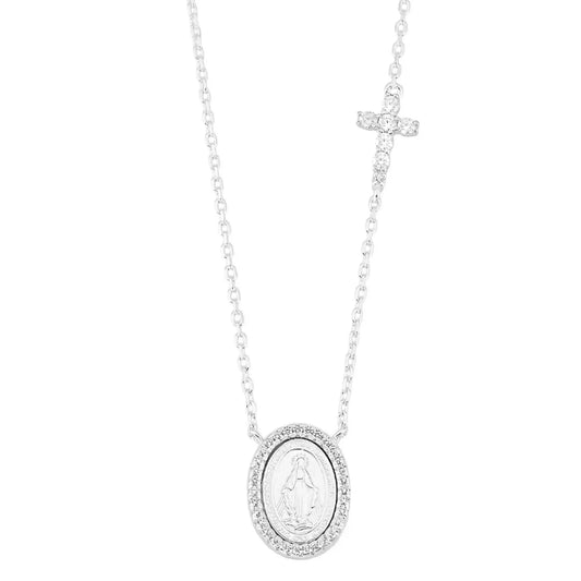 Colar Nossa Senhora Cravejada | Prata 925