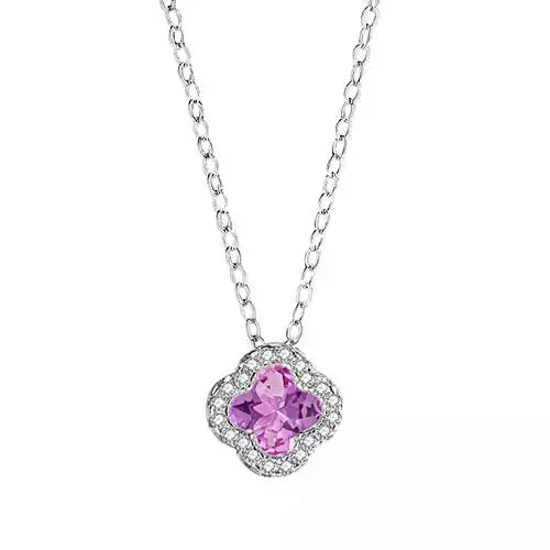 Colar Trevo Pink | Prata 925