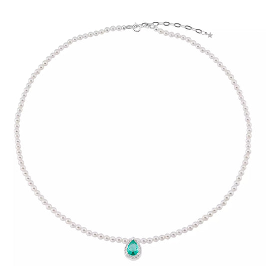 Colar Pérola Shell Gota Turmalina | Prata 925