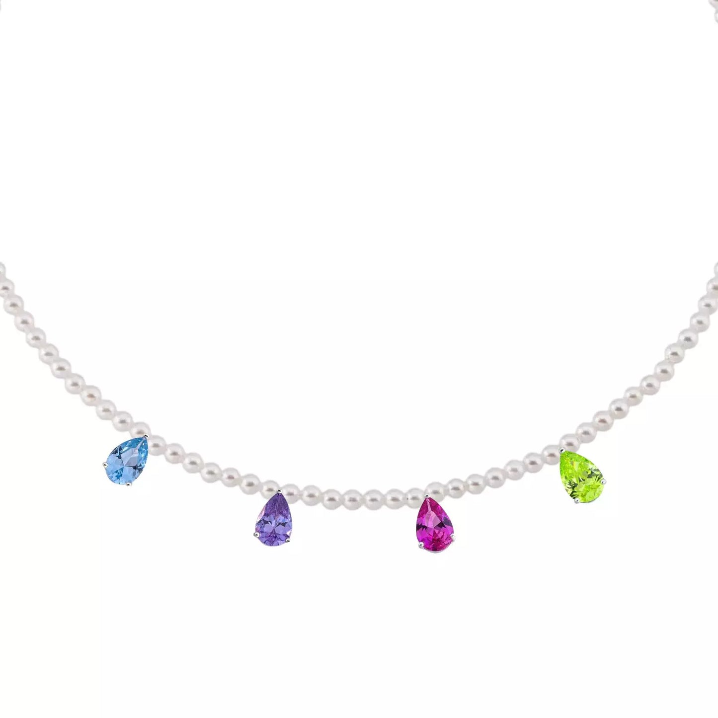 Colar Pérolas Coloridas Romantic Shine | Prata 925