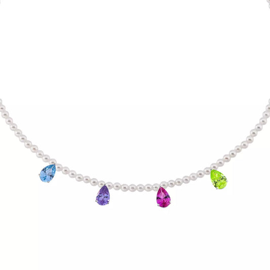 Colar Pérolas Coloridas Romantic Shine | Prata 925
