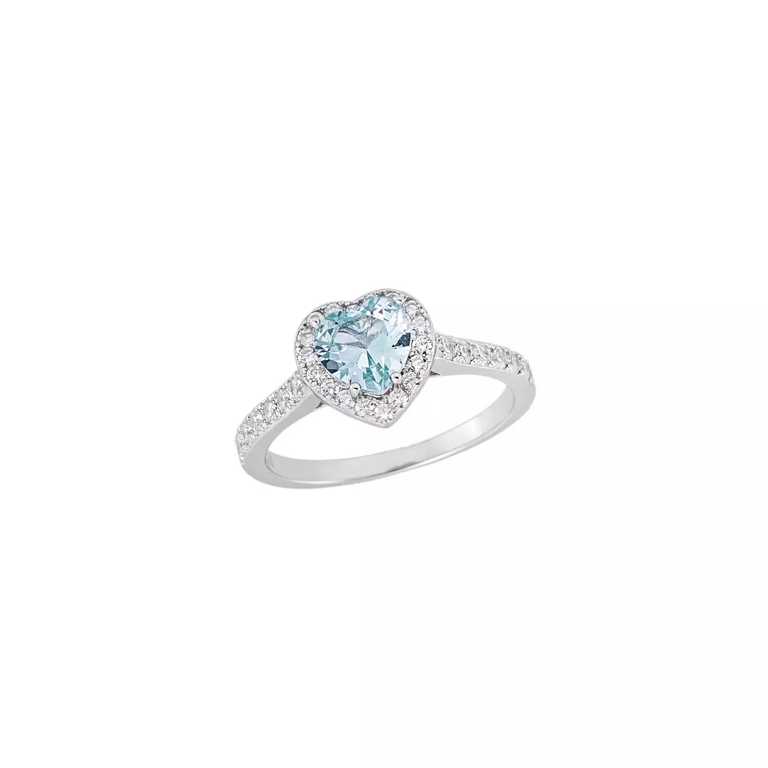 Anel Coração Aquamarine | Prata 925