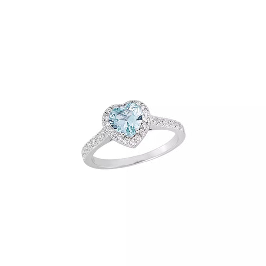 Anel Coração Aquamarine | Prata 925