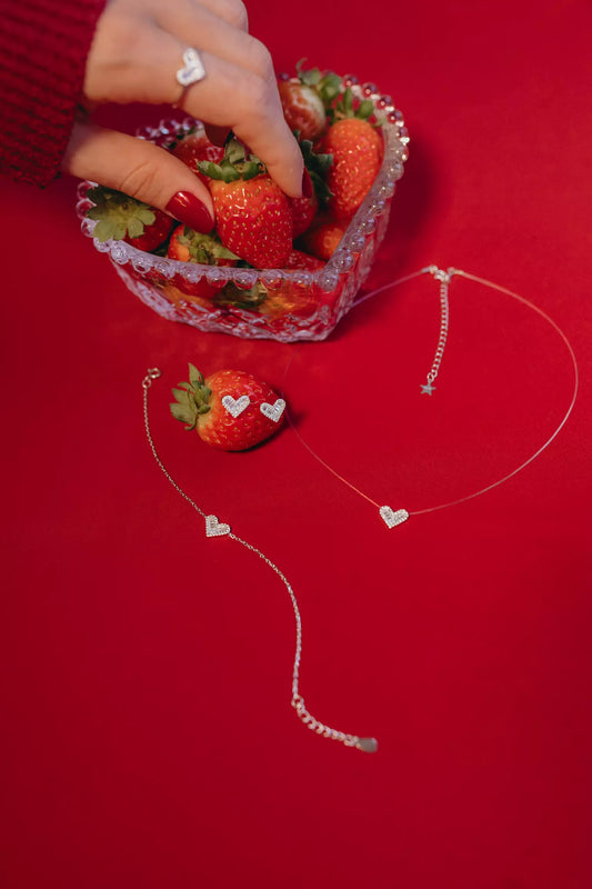 Conjunto Coração Lapidação | Prata 925