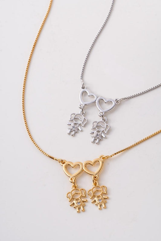 Colar 2 Filhas | Banho de Ouro