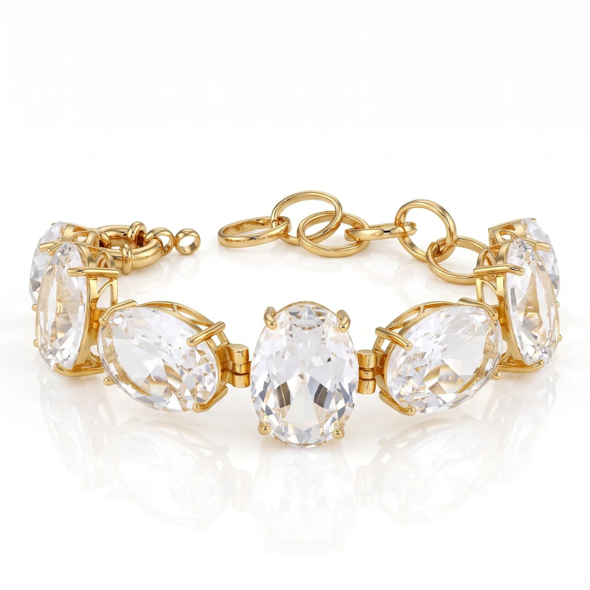 Pulseira Riviera Cristal Oval | Banho de Ouro 18k
