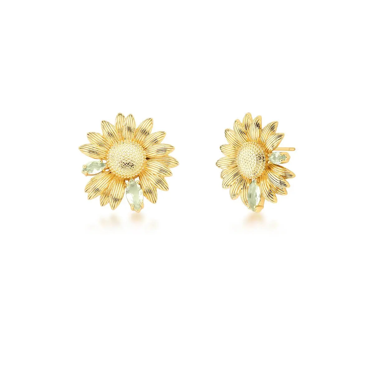 Brinco Flor Girassol Trabalhado | Ouro 18k