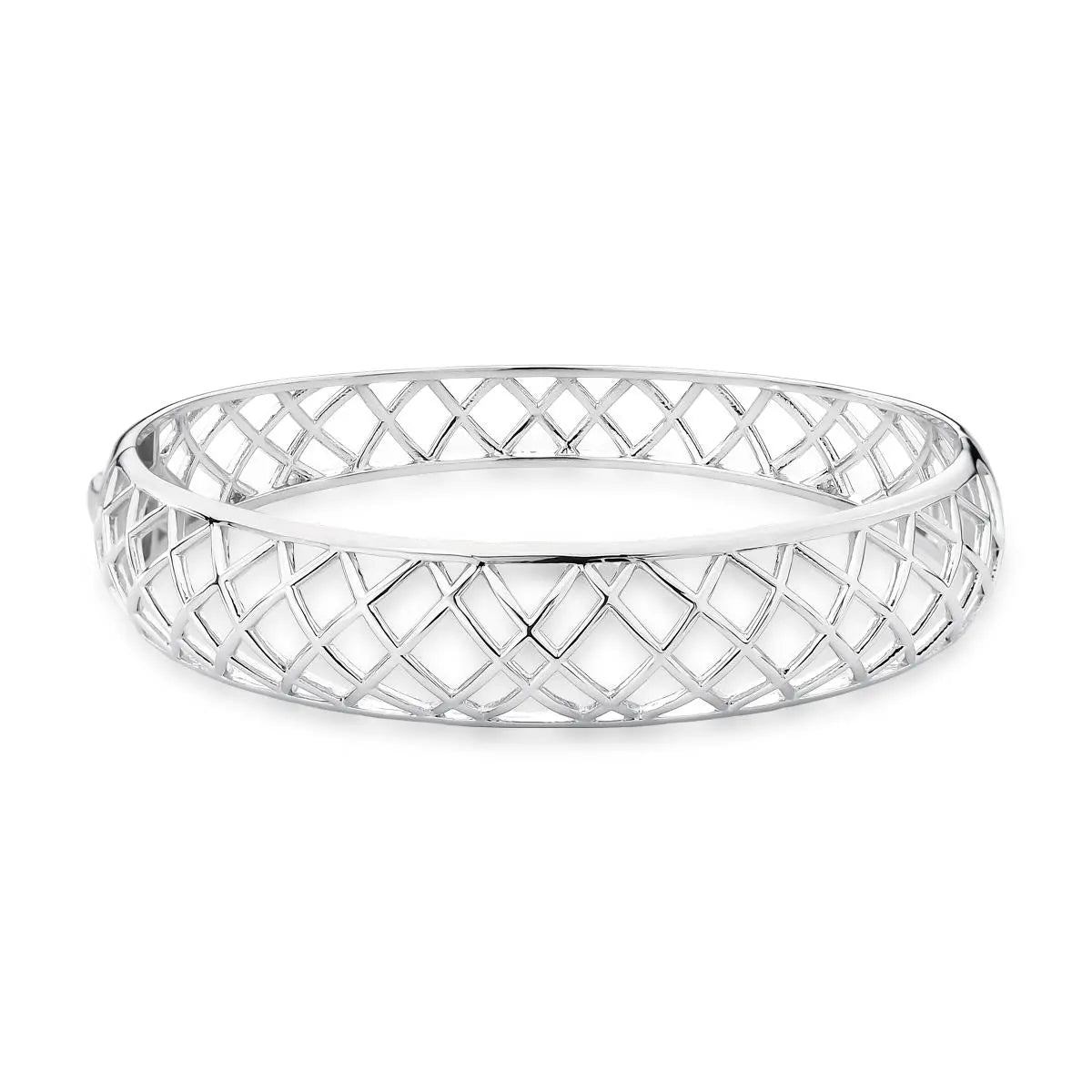 Bracelete Abaulado Texturizado Vazado | Ródio