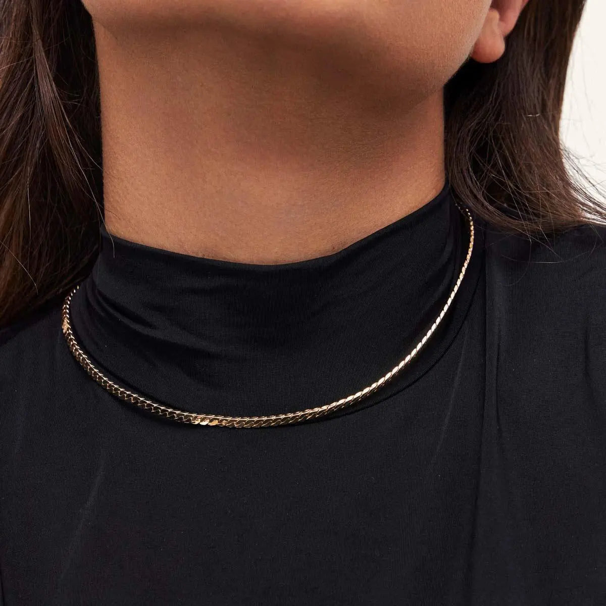 Colar Malha Laminada Lisa | Ouro 18k