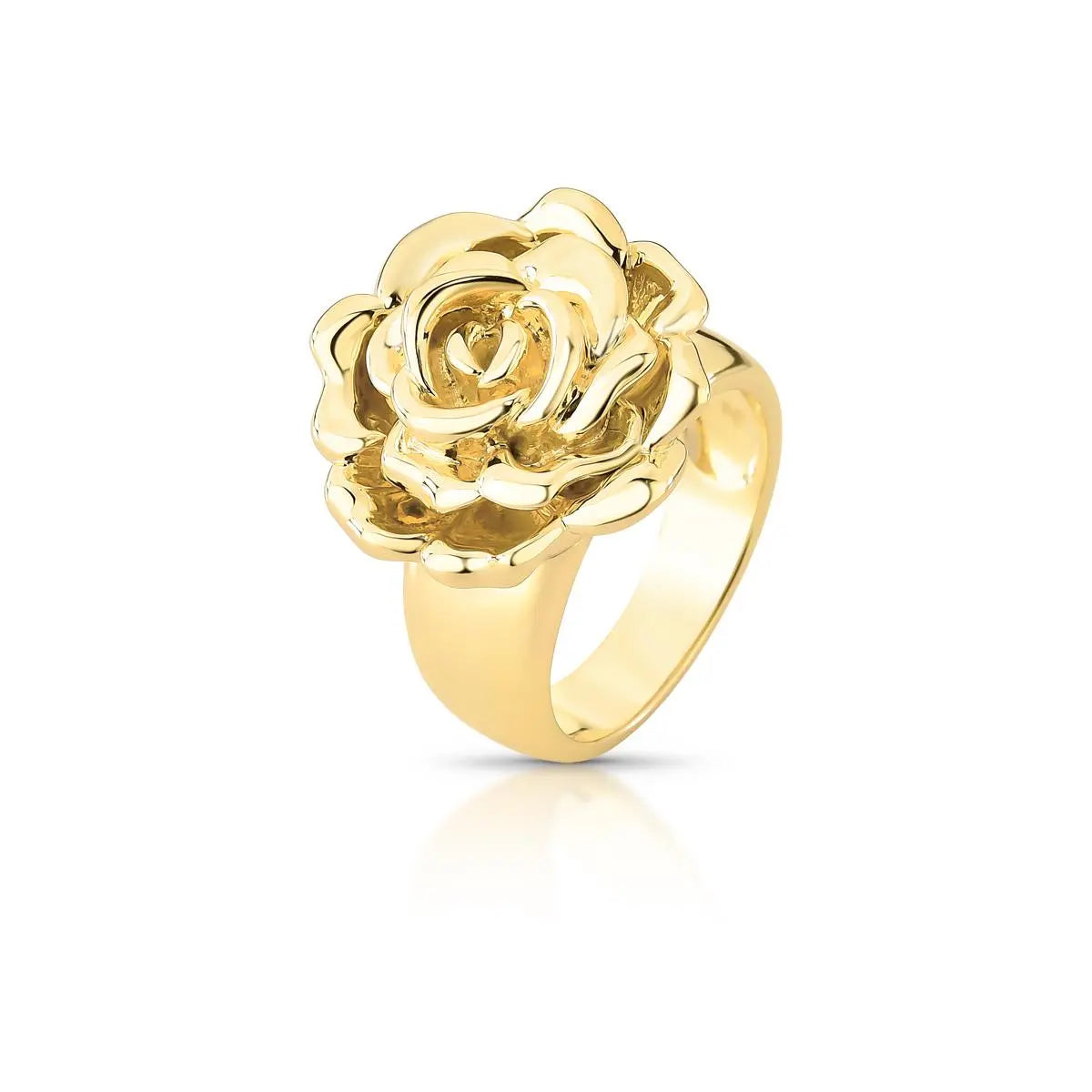 ANEL DE FLOR LISO BANHADO A OURO 18k