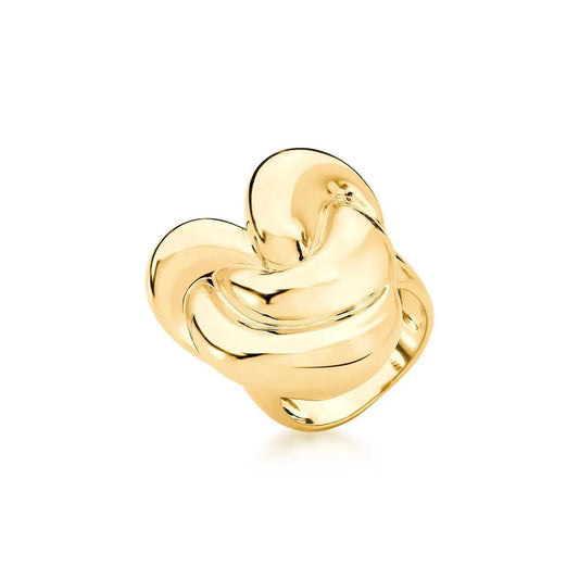 ANEL DE CORAÇÃO EM NÓ LISO BANHADO A OURO 18k