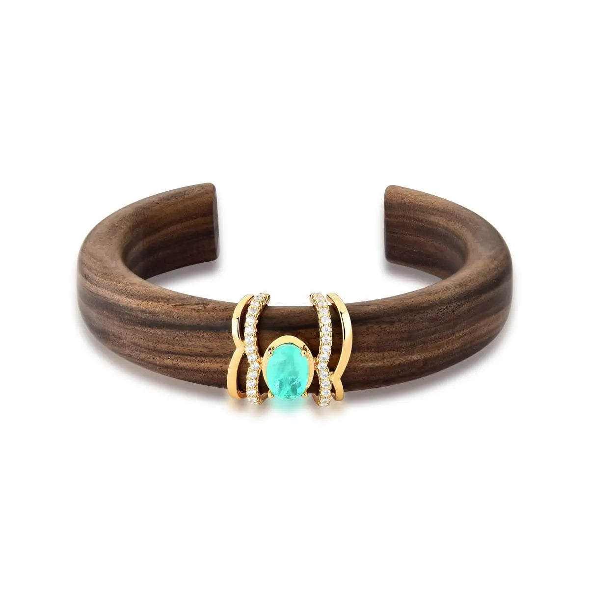 Bracelete Madeira Jacarandá Turmalina | Ouro 18k