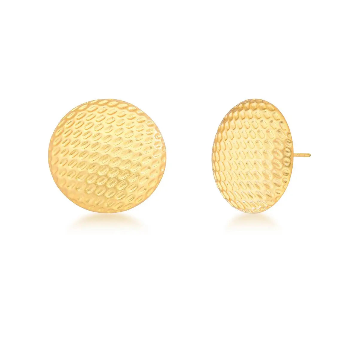 Brinco Redondo Texturizado Acetinado | Ouro 18k