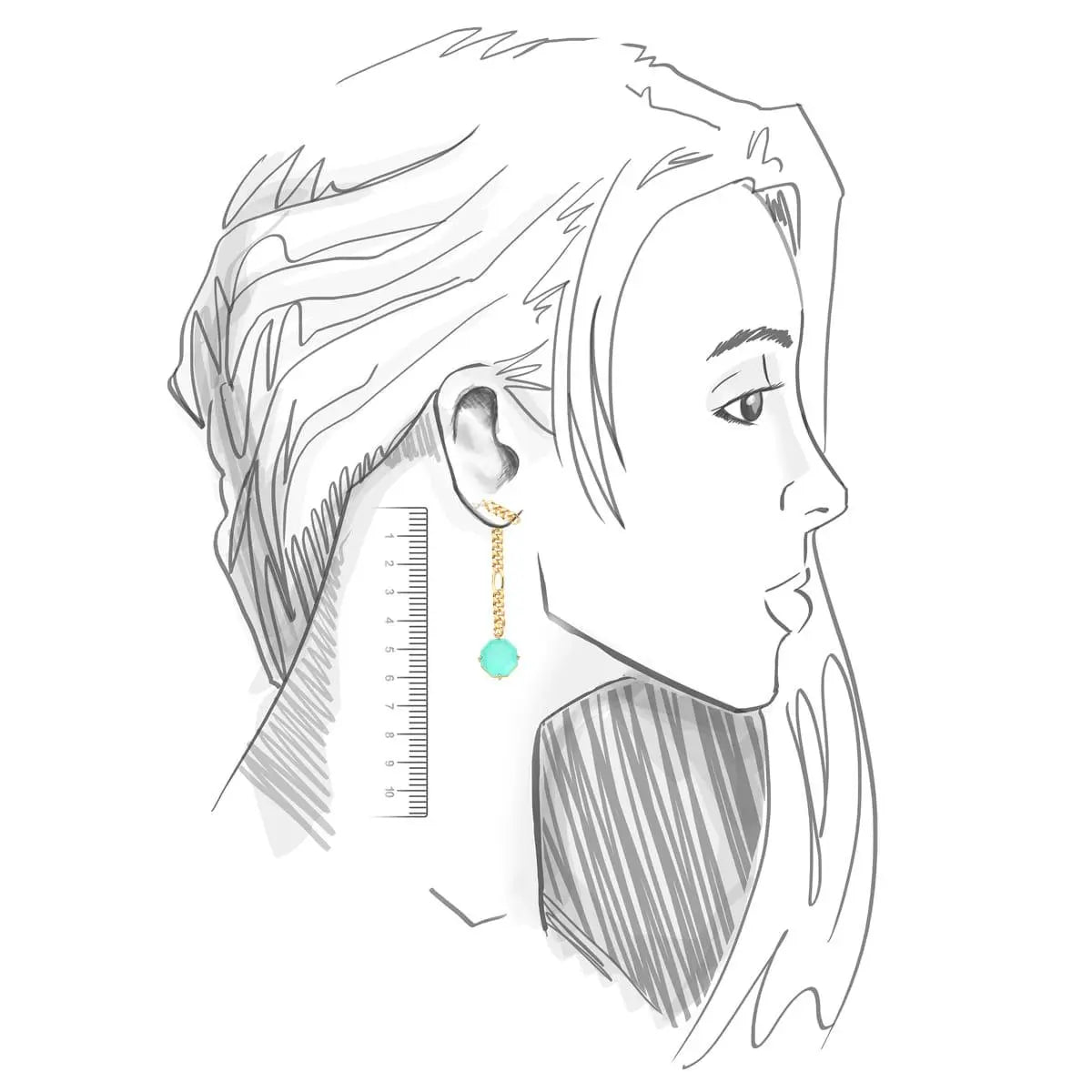 Brinco Ear Jacket 2 em 1 Cristal Turmalina | Ouro 18k