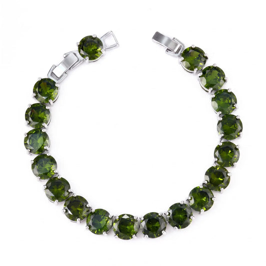 Pulseira Riviera Verde Oliva | Banho de Ouro 18k