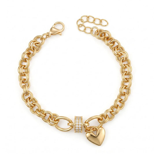 Pulseira Amore com Pingente Coração | Banho de Ouro 18k