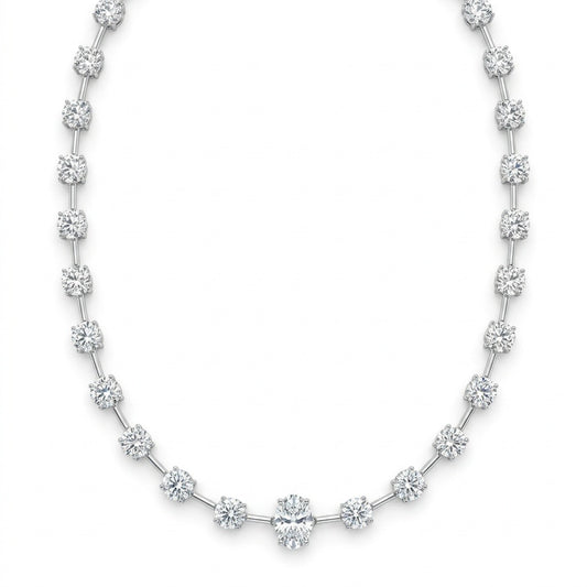 Choker Cristais Riviera, Banho de Ouro Branco