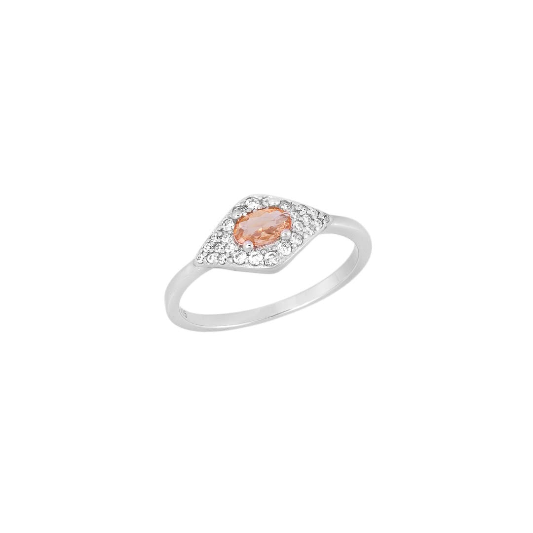 Anel Pedra Oval Alaranjada | Prata 925