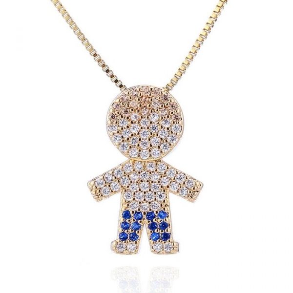 Colar Menino Cravejado Folheado Ouro 18k