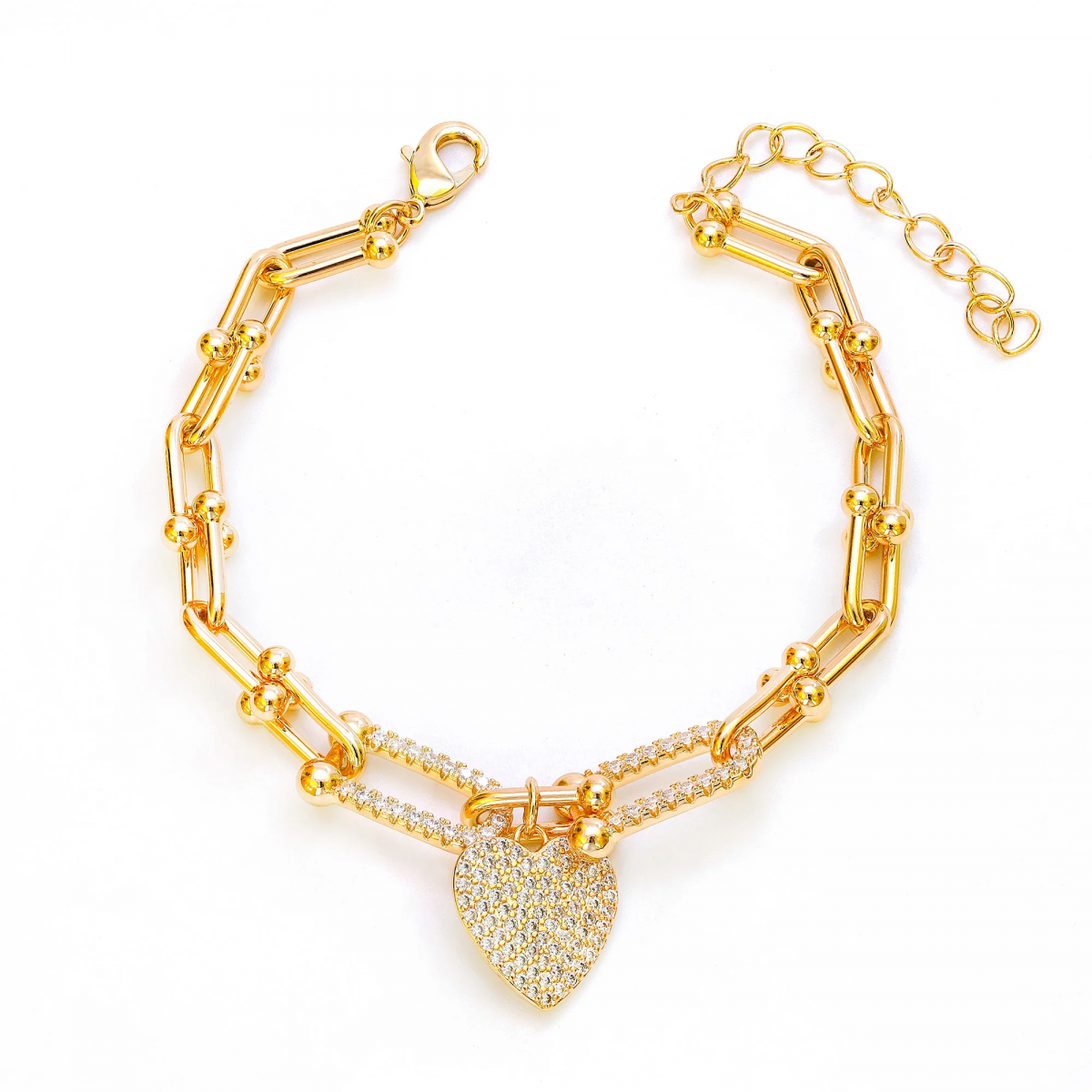 Pulseira Corações Cravejados – Inspiração Premium