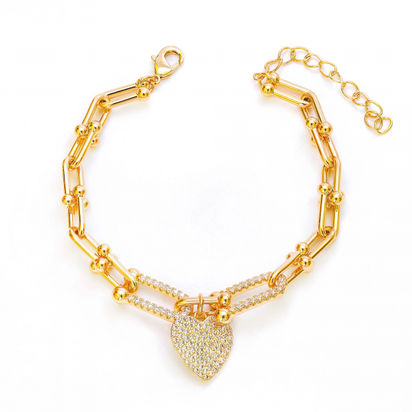 Pulseira Corações Cravejados – Inspiração Premium