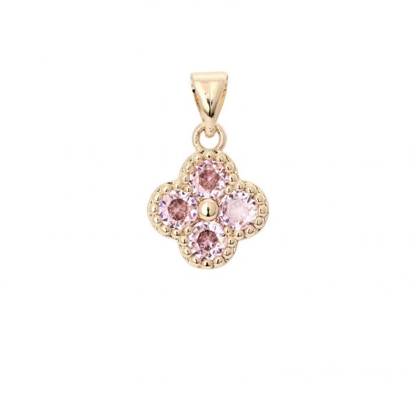 Pingente Trevo Cravejado Rosa