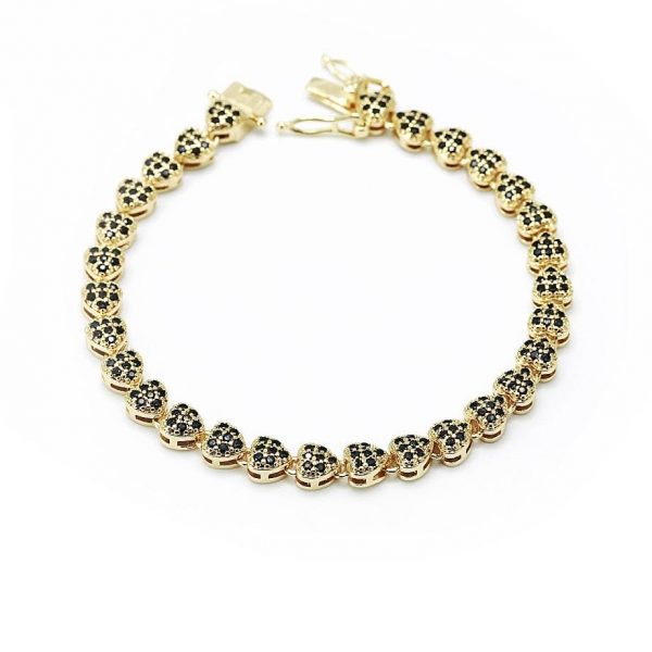 Pulseira coração zircônia negra