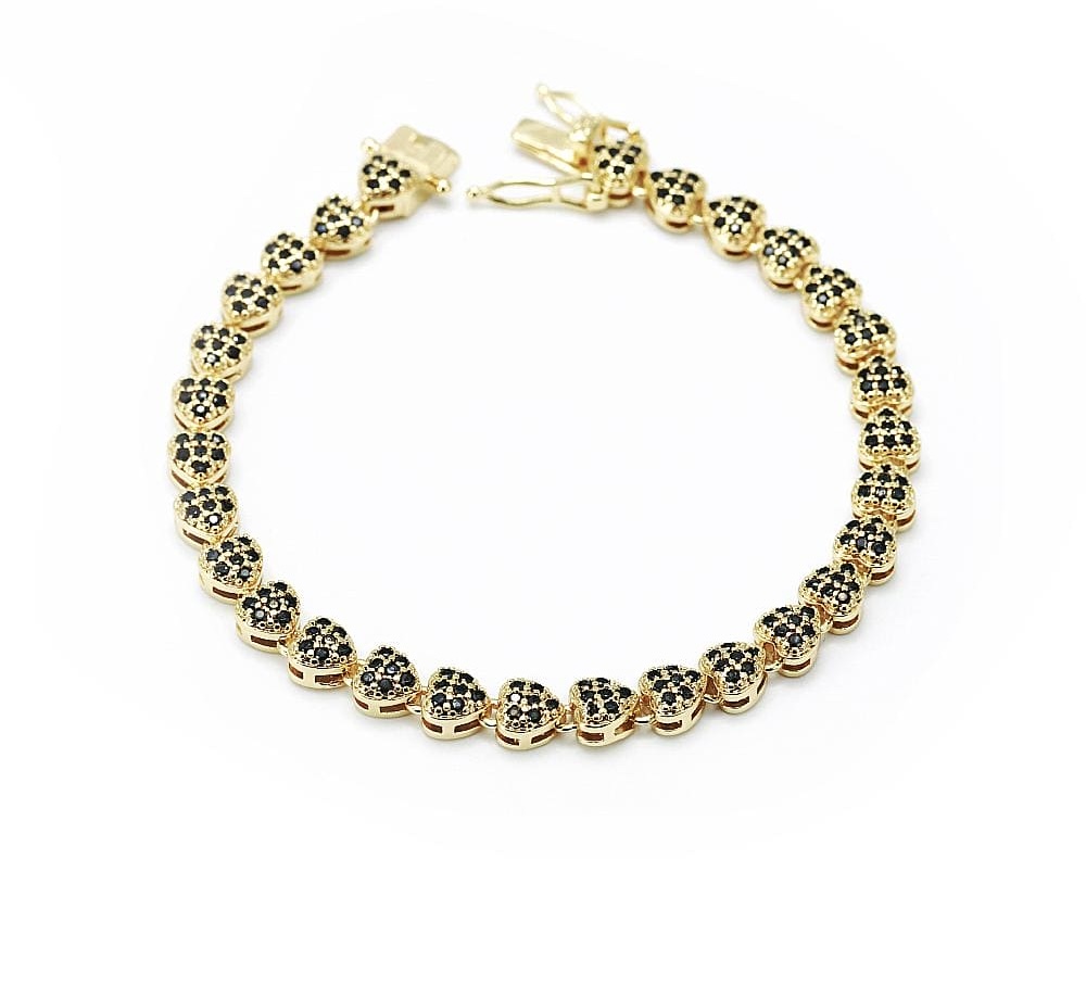 Pulseira coração zircônia negra